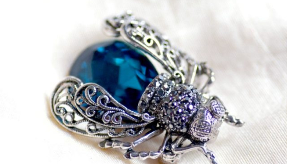 3 Crystal Insect Brooch